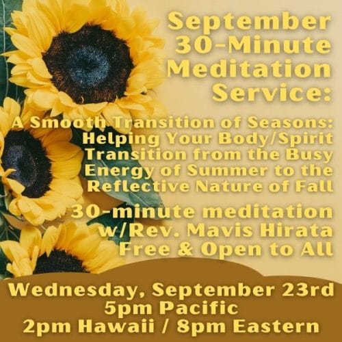 September 2026 Meditation Service - Free